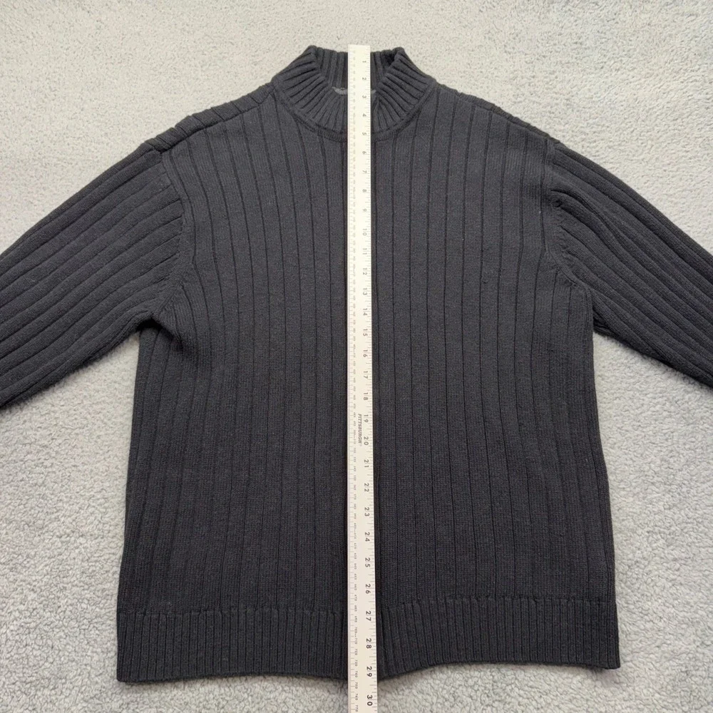 Chaps‎ 70741 Mens XL Black 100% Cotton C28969 Full Zip Ribbed Mock Neck Sweater